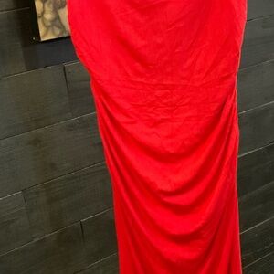 NWT Med HALARA Vibrant Red Maxi Dress with Built in Shapewear